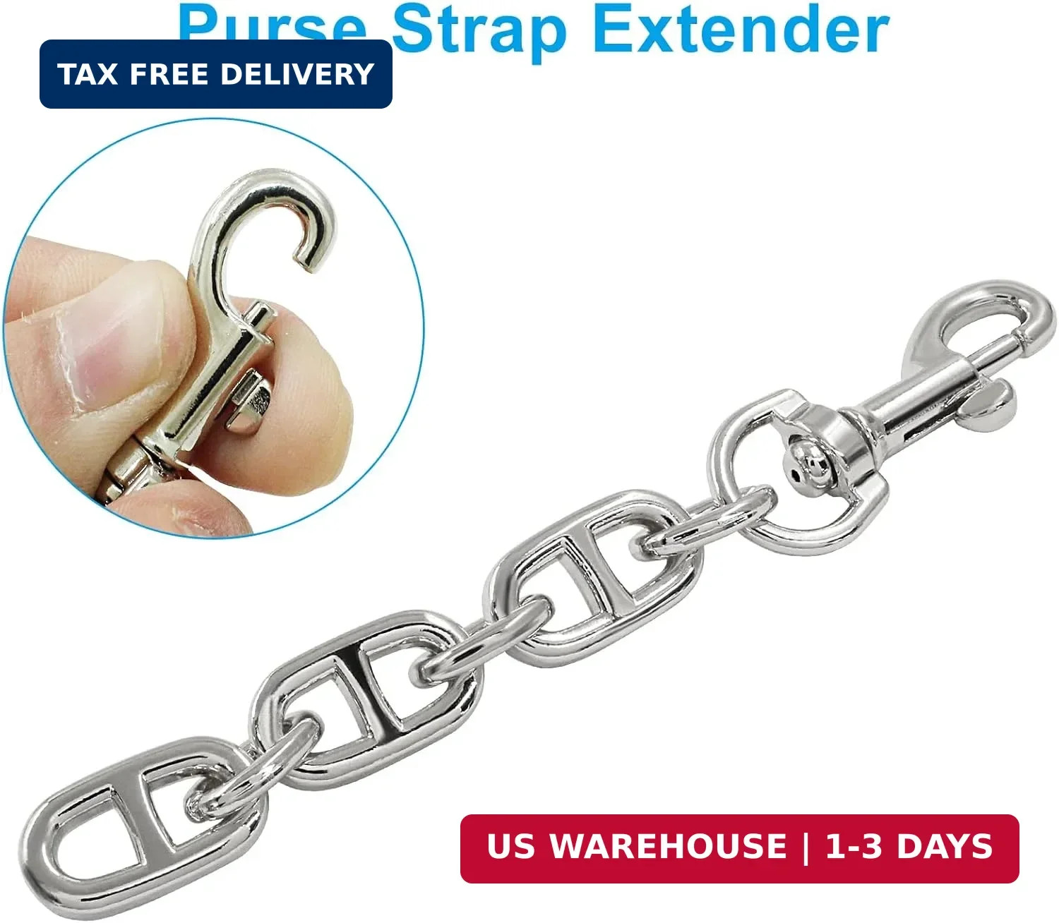 2Pcs Purse Strap Extender, 4.7 Inch Bag Extender Chain, Metal Chain Strap Extend