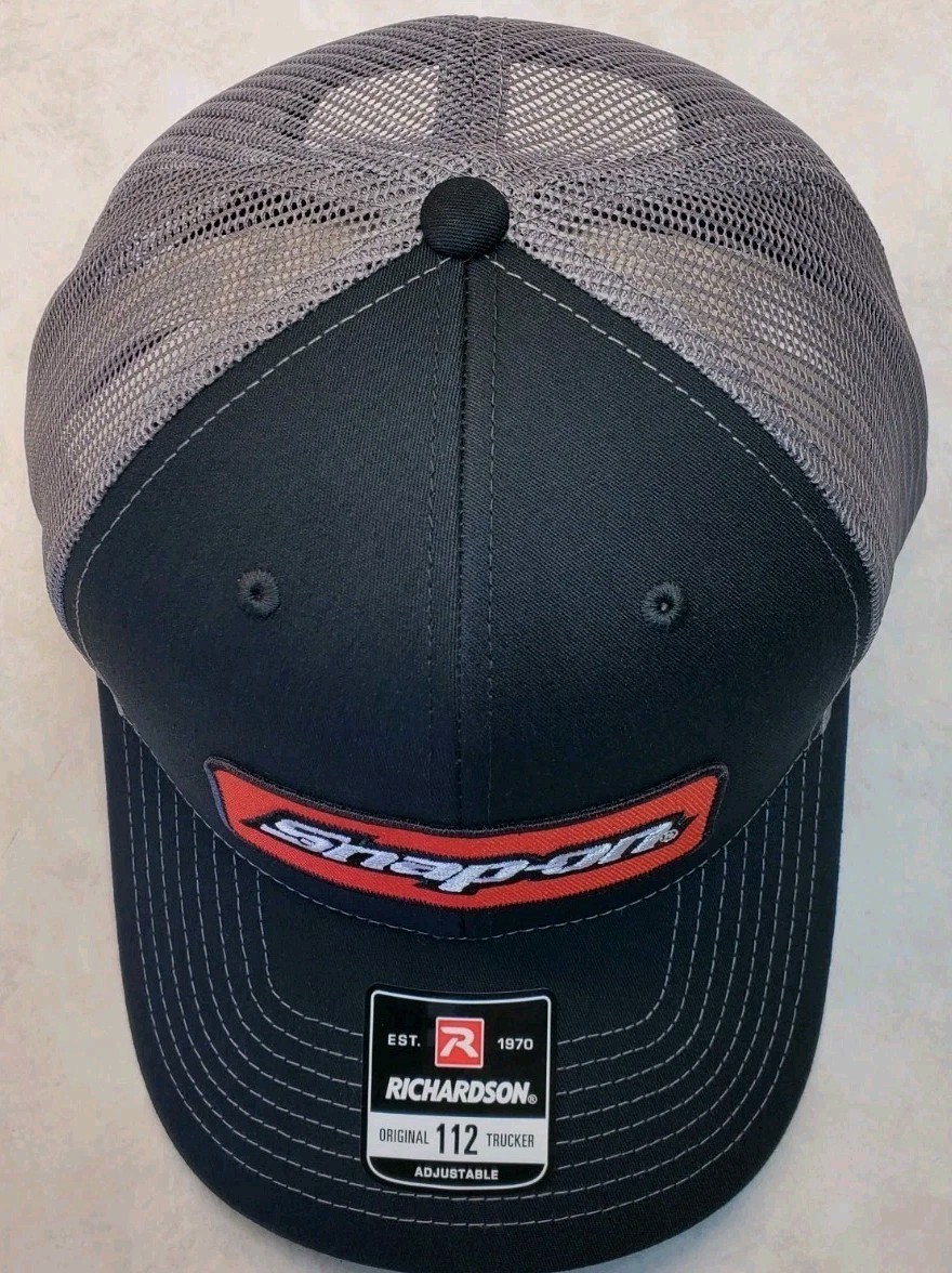 Snap-on Patch on Richardson 112 Trucker Hat Snapback Black/Charcoal