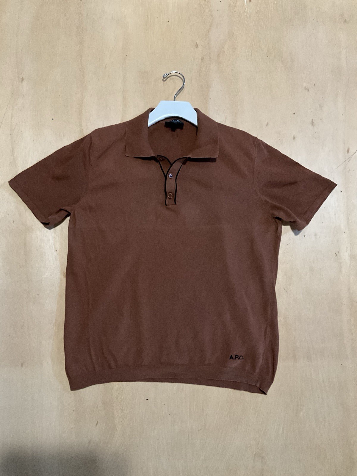 APC Men’s Jacky Knitted Polo In Nut Brown Size Small