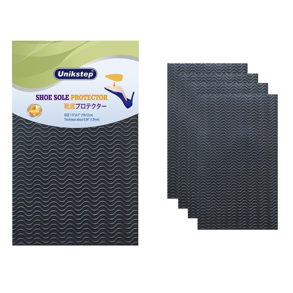 UNIKSTEP 2 Pairs (4 Pieces) Shoe Sole Protectors, Wave Pattern Black