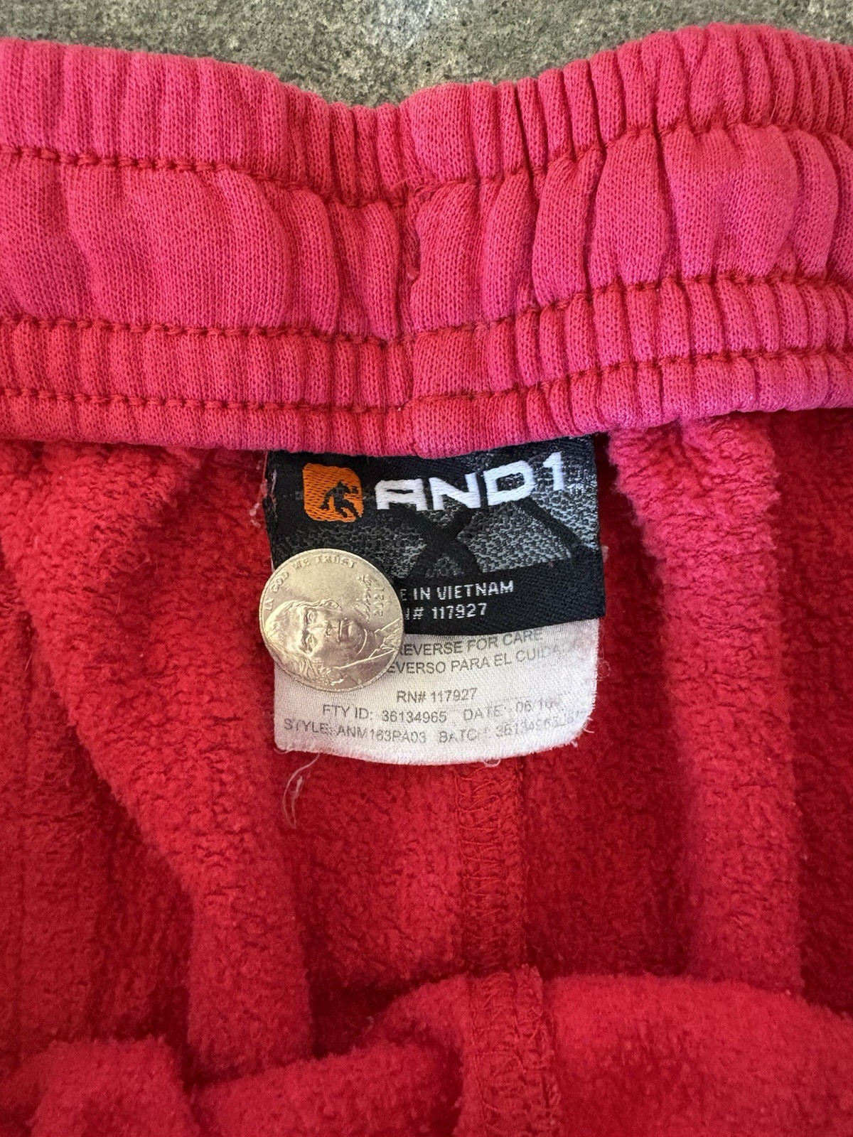 AND1 Men’s Pink Fleece Sweatpants Polyester Drawstring Elastic Waist 2XL