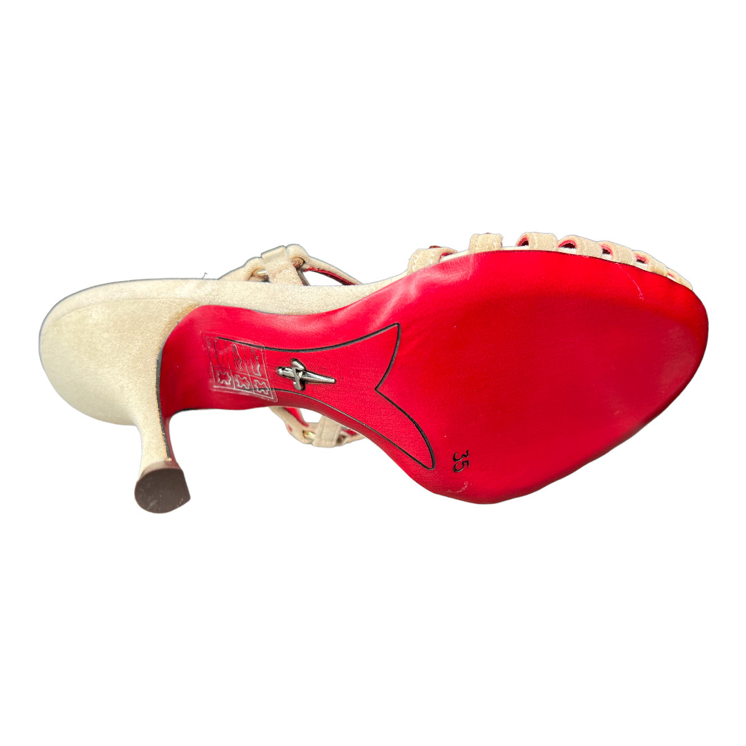 $750 CESARE PACIOTTI LUXURIOUS SUEDE VINTAGE SWAROVSKI PUMPS EU 35 Shoes