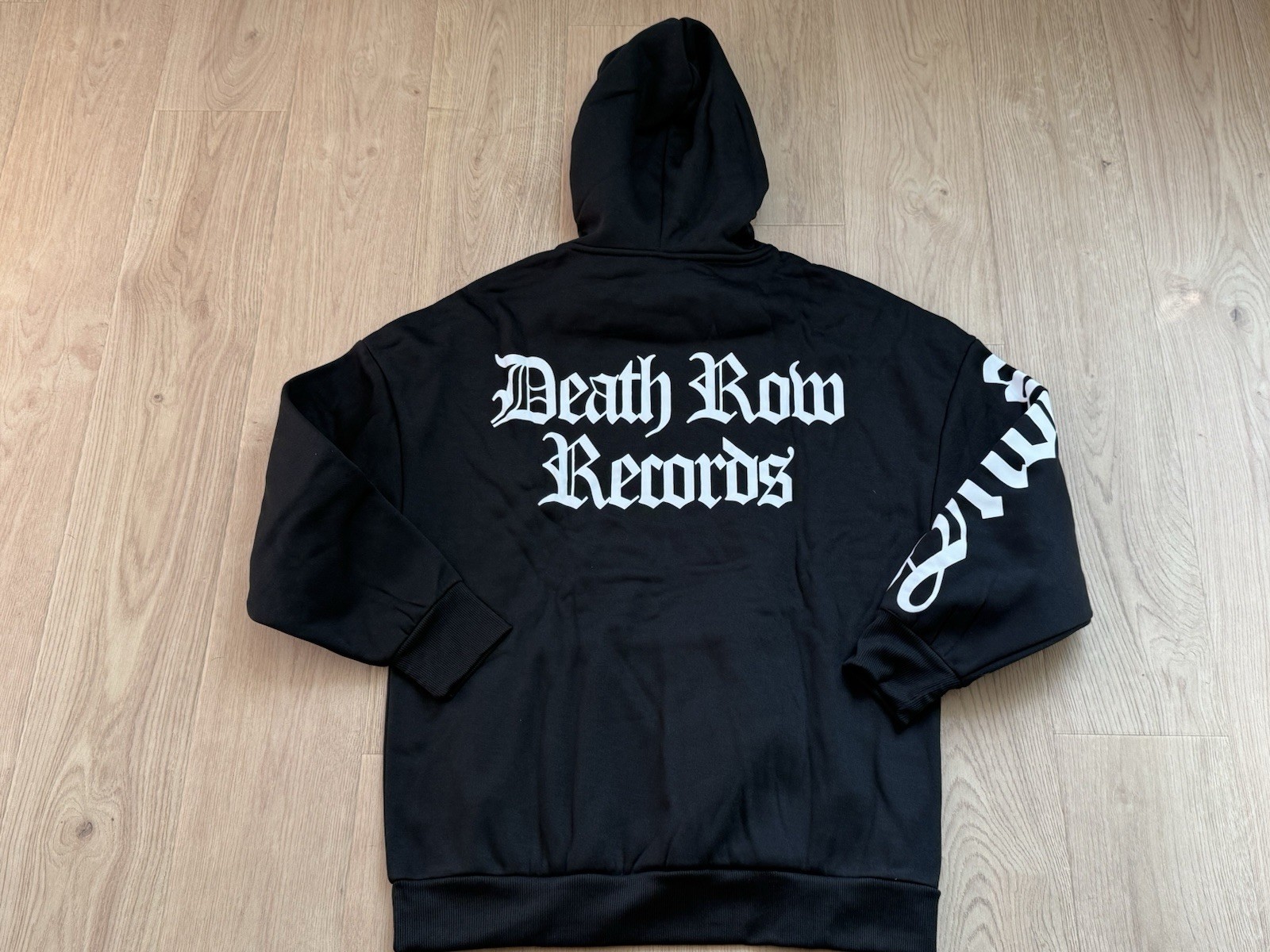Death Row Records Hoodie Black Graphic Sleeve Logo Hip Hop M NWT