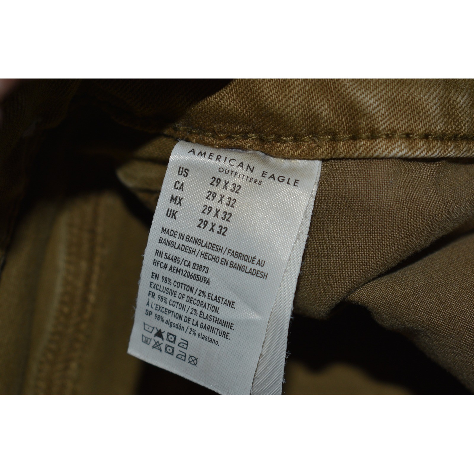 American Eagle Jeans Mens 29 x 30 Brown Next Level Flex Slim Straight Pants