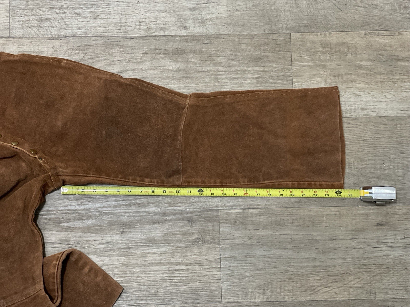 Vintage 1960s 1970s Brown Leather Pants Snap Fly 26” Waist Western Suede Native