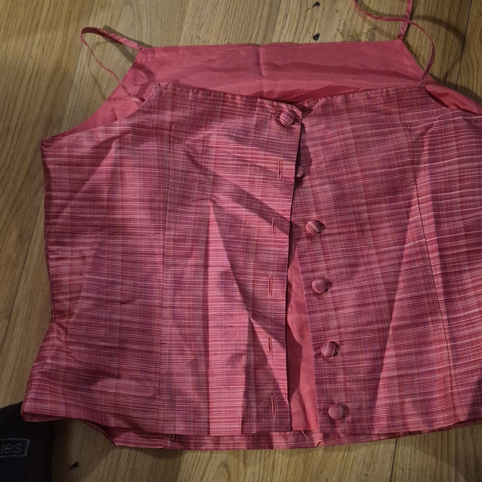 Ann Taylor Women’s Pink Plaid Silk Spaghetti Strap Button Front Camisole 12