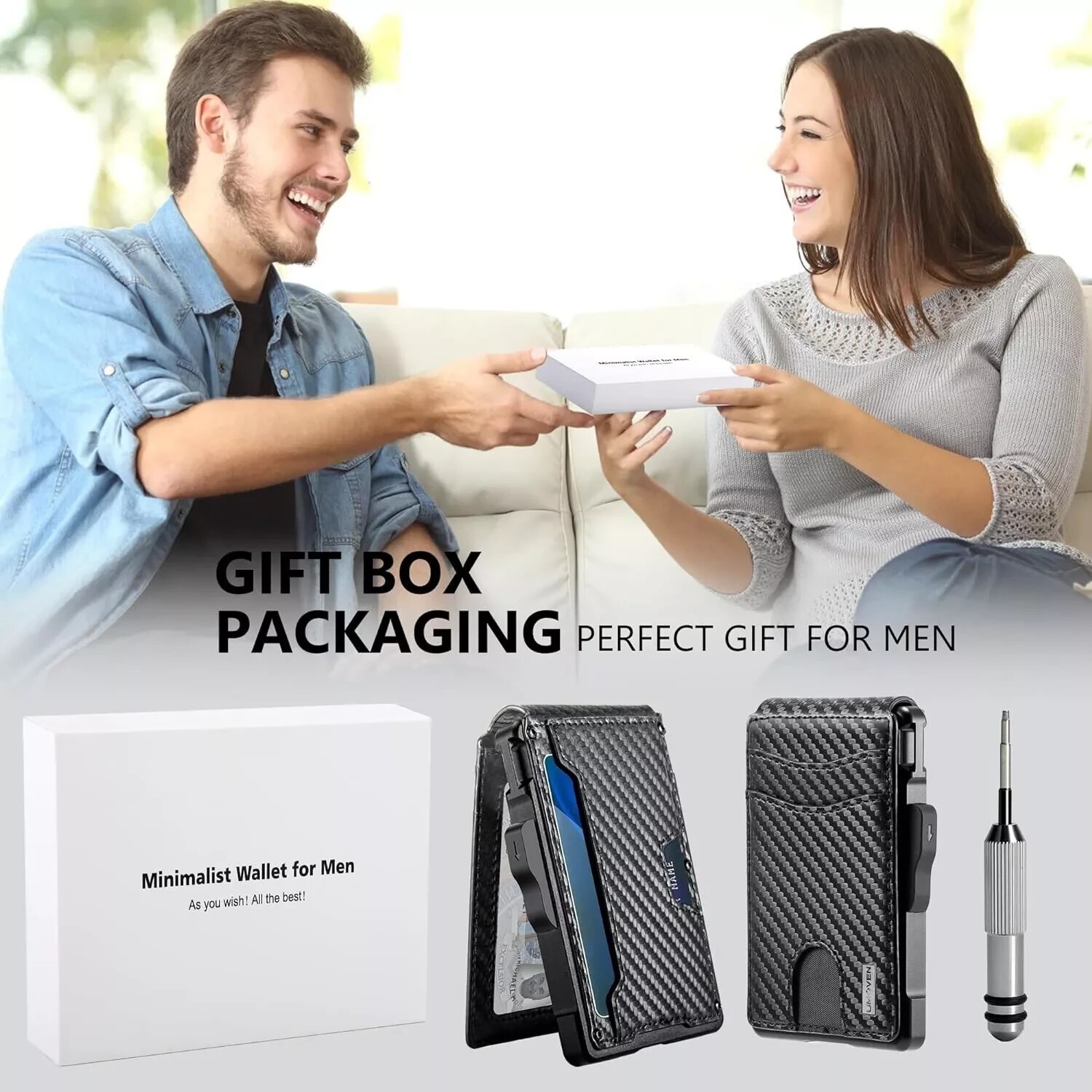 Men’s RFID Blocking Slim Bifold Wallet with Pop-Up Card Holder & Money Clip
