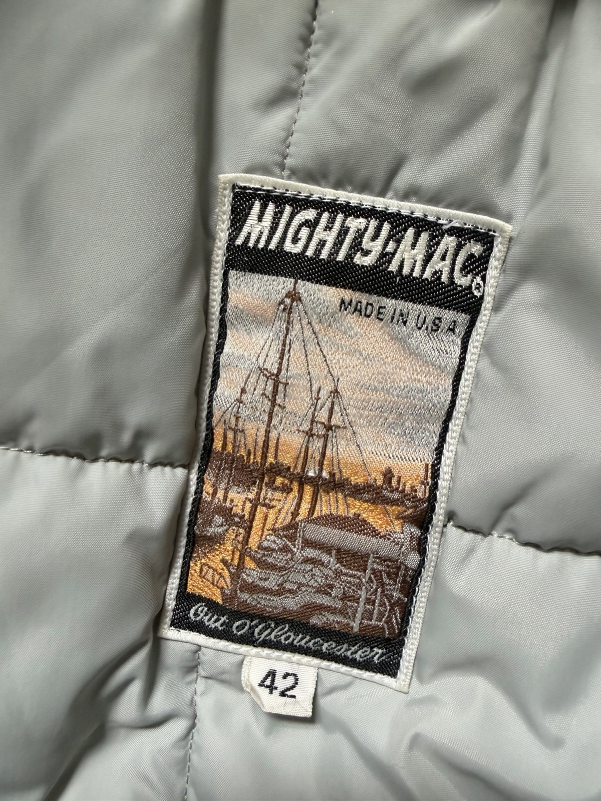 Mighty-Mac Men’s Blue Down Puffer Jacket Full Zip Toggle Stand Collar Lined 42