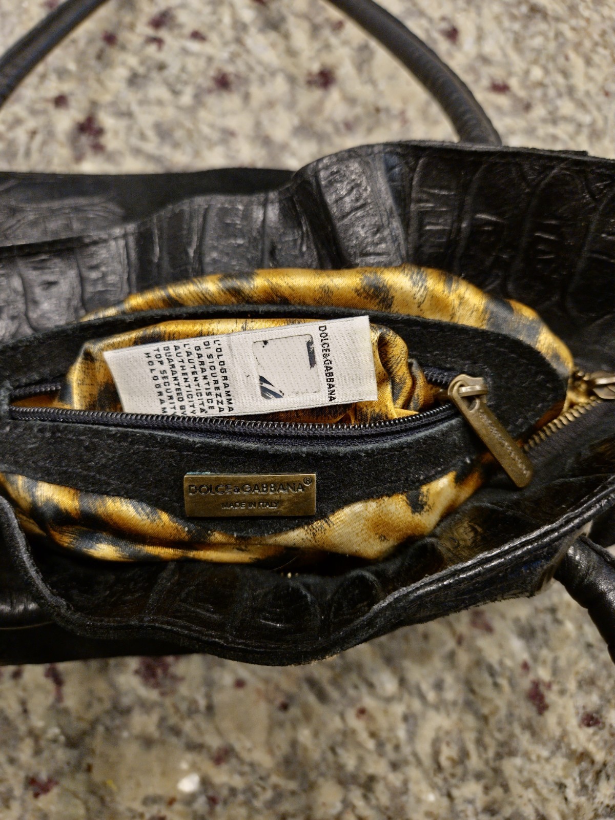 PRE-OWNED Dolce & Gabbana Original Denim Leather And Fur Shoulder Bag Large