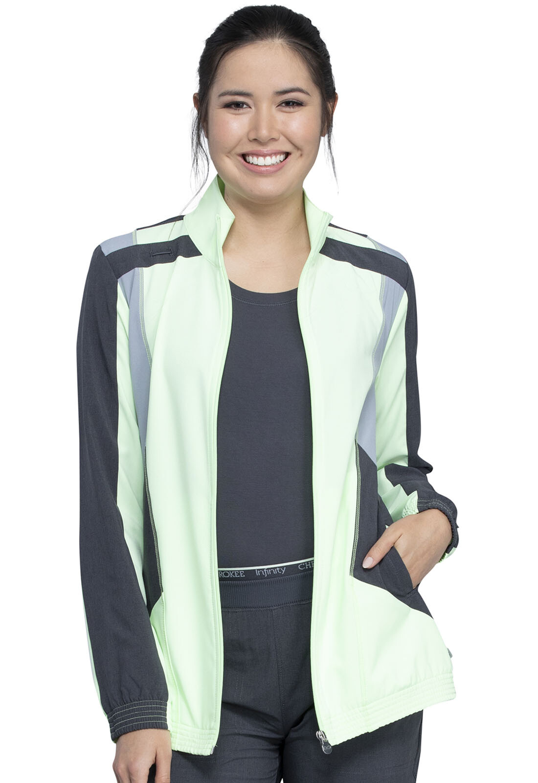Hint Of Mint Cherokee Scrubs Infinity Bomber Jacket CK325A HTMN Antimicrobial