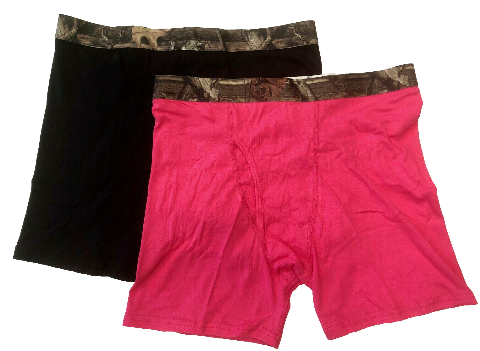 Mossy Oak Men’s Knit Boxers , 2-Pack Boxer Briefs Black/Pink , M (32-34)
