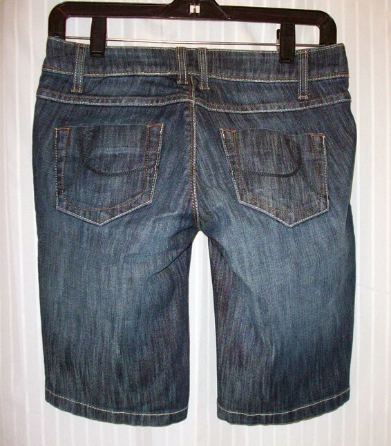 DKNY Jeans Low Rise Bermuda Shorts Stretch Denim Dark Wash Y2K Walking Shorts 26