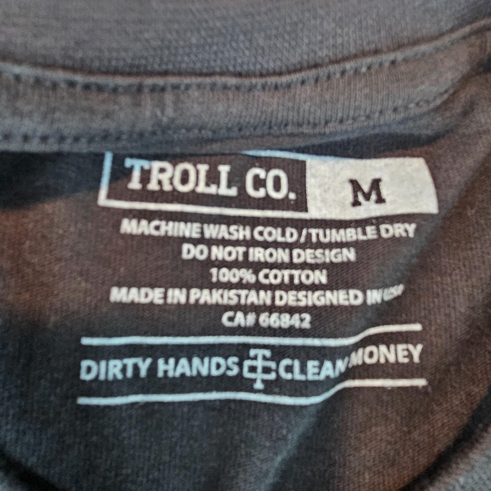 TROLL CO Dirty Hands Clean Money Twisted Wrenches Mens Black Long Sleeve Medium