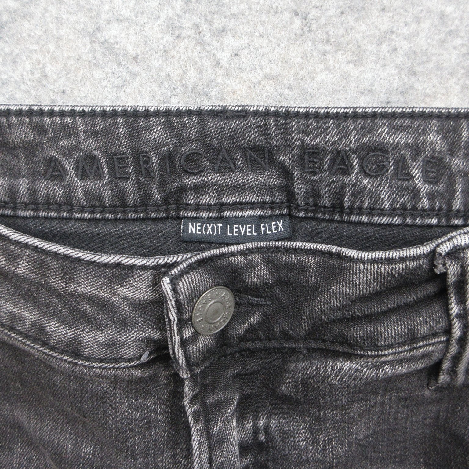 American Eagle Men’s 36×32 Distressed Black Wash Next Level Flex Jeans