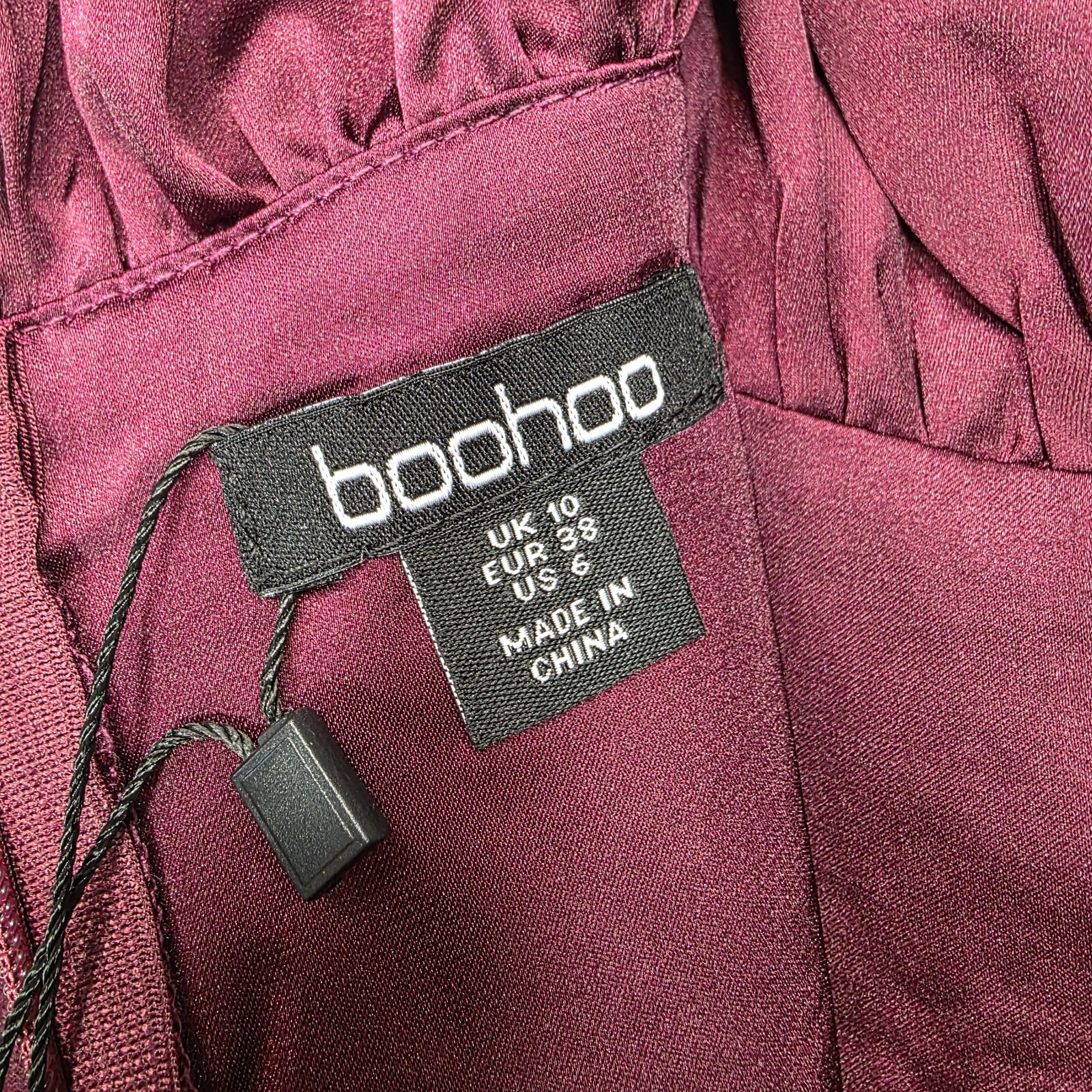 Boohoo Burgandy Milkmaid Maxi Dress Deep Plunge V-neck Sz 6 Basque Sleeveless