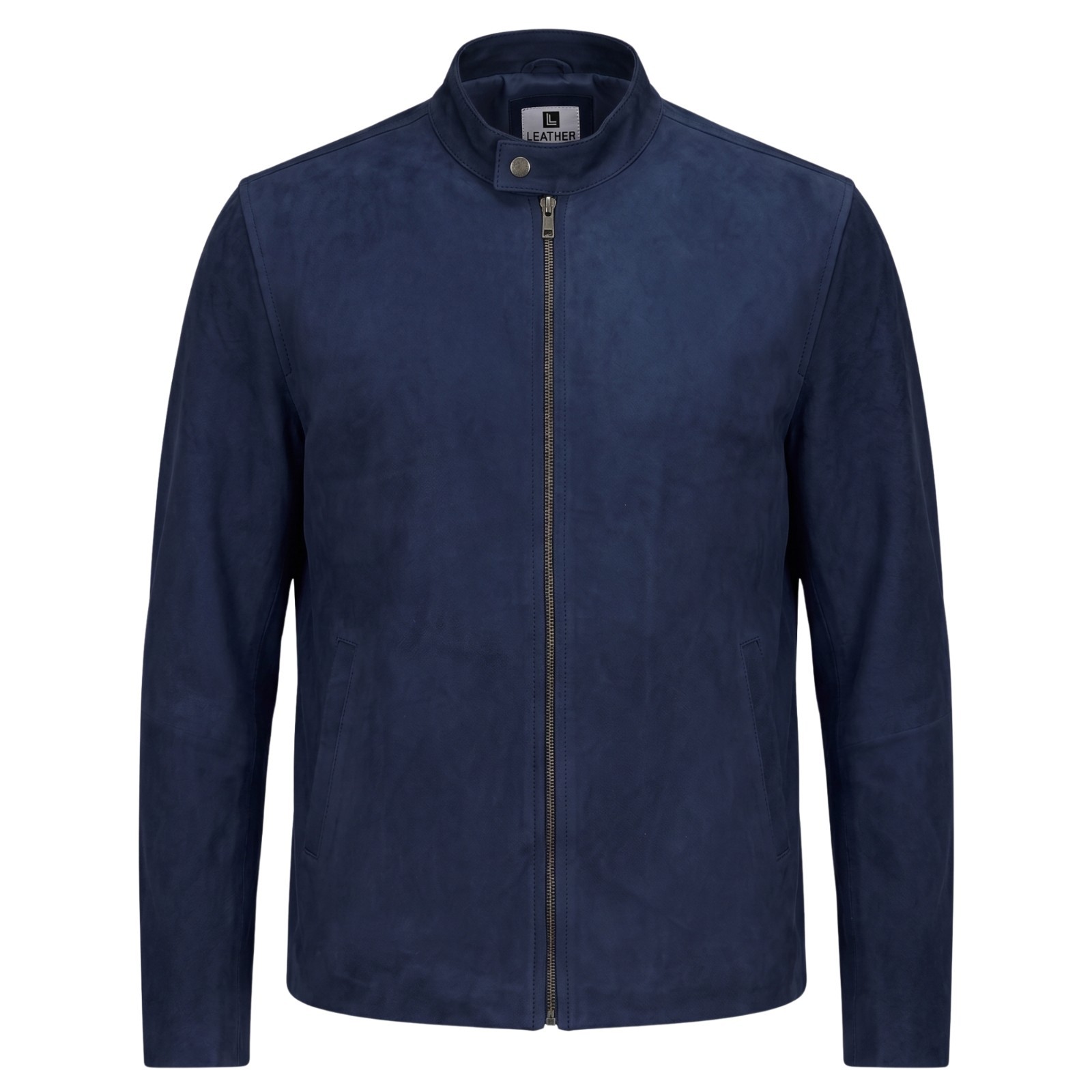 Men’s Navy Blue Suede Leather Motorcycle Jacket – Slim Fit Style Biker Jacket