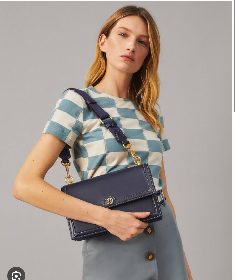 Tory Burch T Monogram Leather Shoulder Bag – Midnight