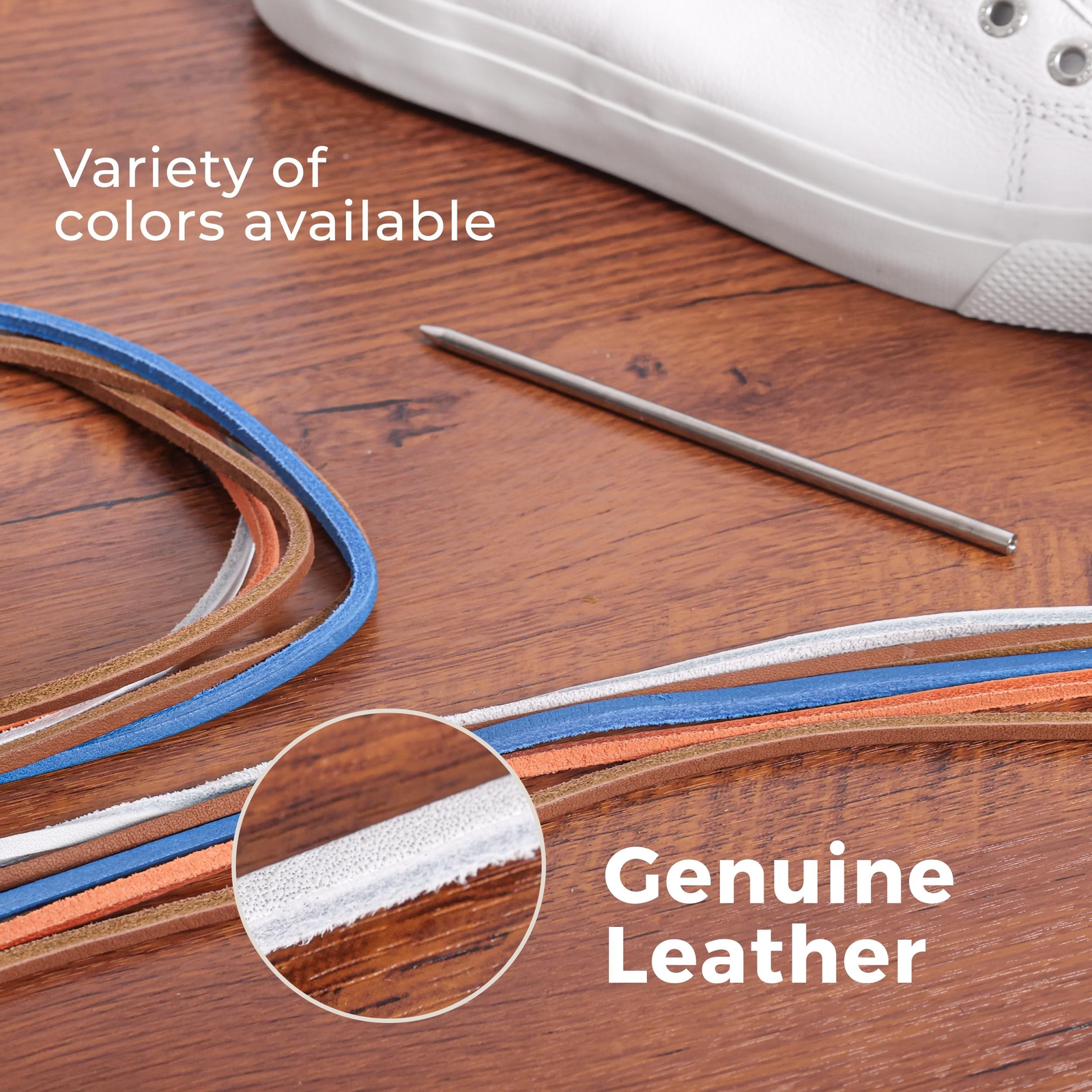 TOFL Leather Boat Shoe Lacing Kit | 45 inches | 1 Needle And 2 Strips [1 Pair]