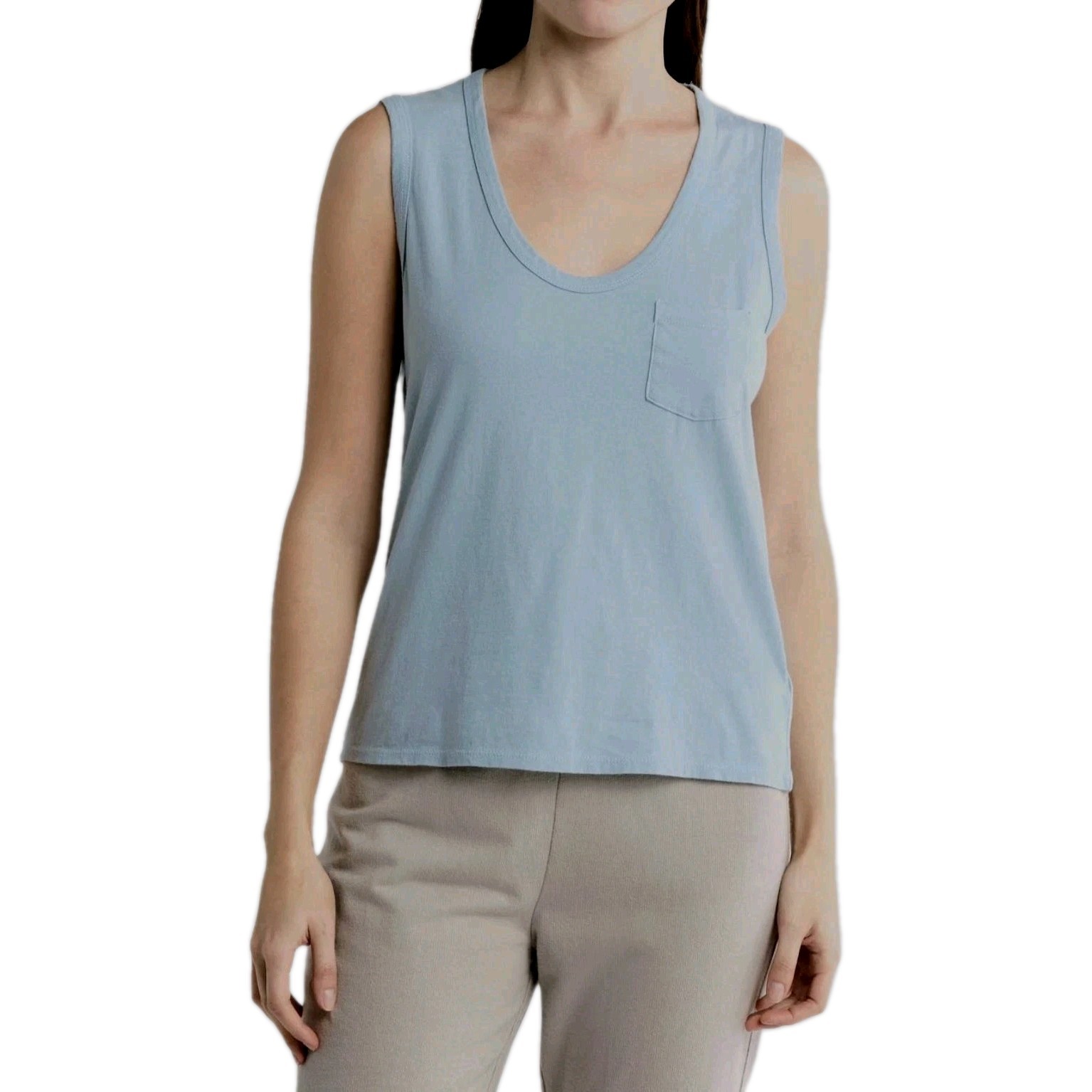 New James Perse Women’s Deep U- Neck Cotton Tank Top in Azure Size 1 (Small) $95