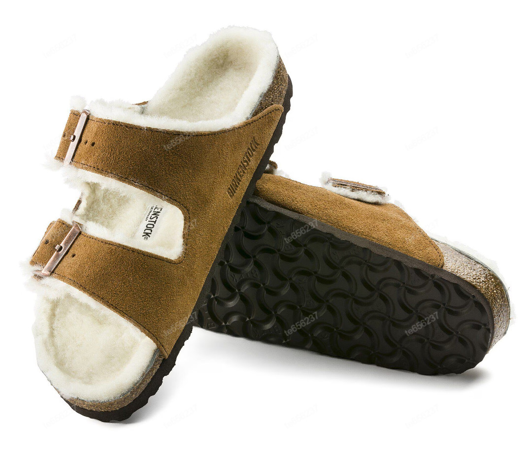 Birkenstock Arizona Shearling Suede Leather Mink Unisex Comfort Sandals SZ 37-40