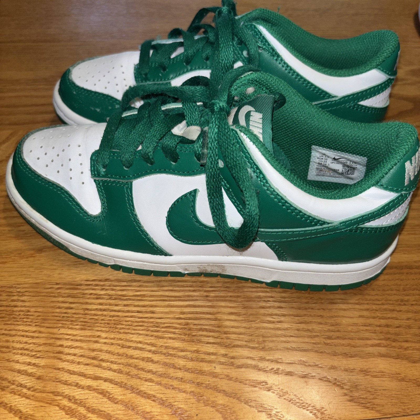 Nike Dunk Low Size 4Y White Malachite Green Fb9109-114 Shoes Sneakers