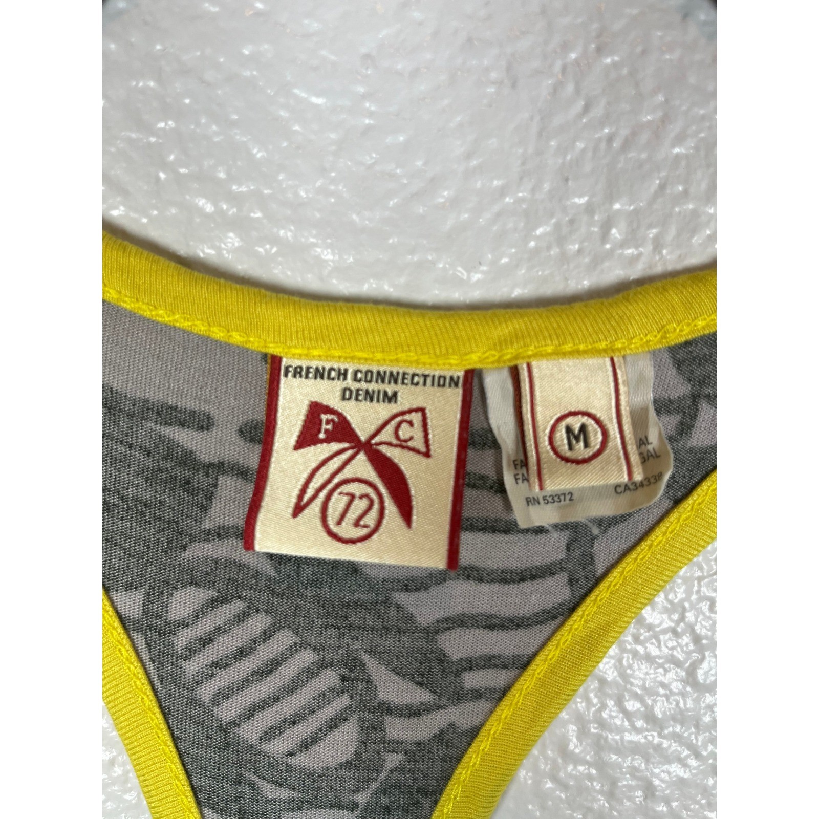 French Connection Denim Abstract Print Racerback Tank Top Green Yellow Medium