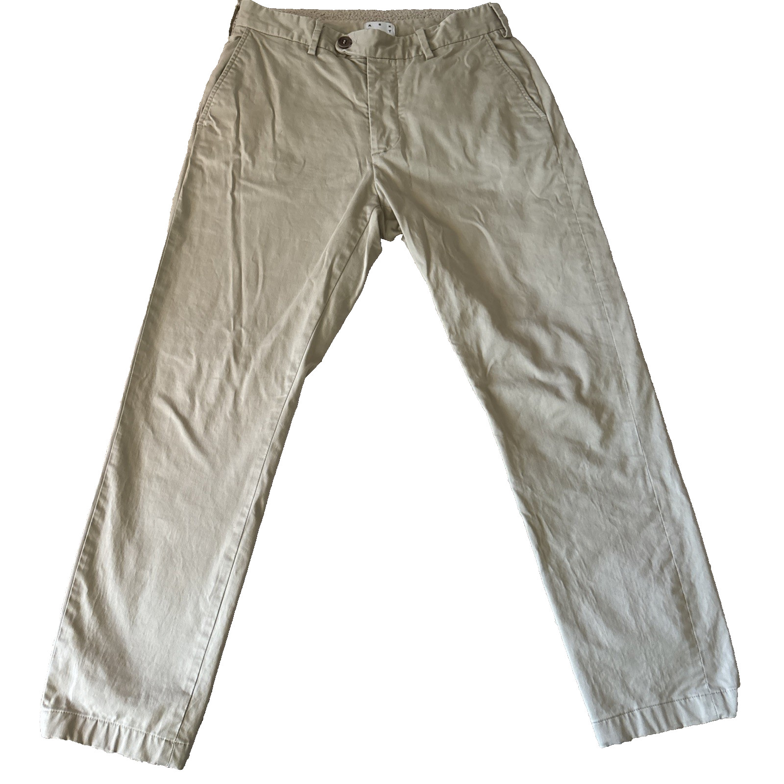 Asket Regular Chino Pant Men 29×27 Tan ShortStaple Organic Cotton Portugal FLAW