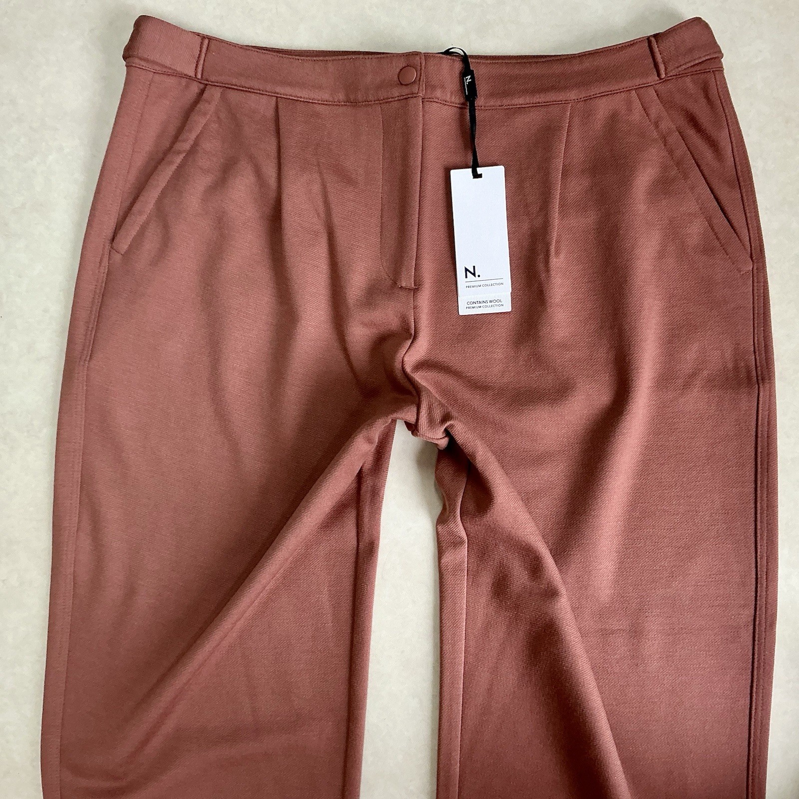 LADIES NEXT RELAXED STRAIGHT SALMON PINK TROUSERS SIZE 16 R BNWT (504E)