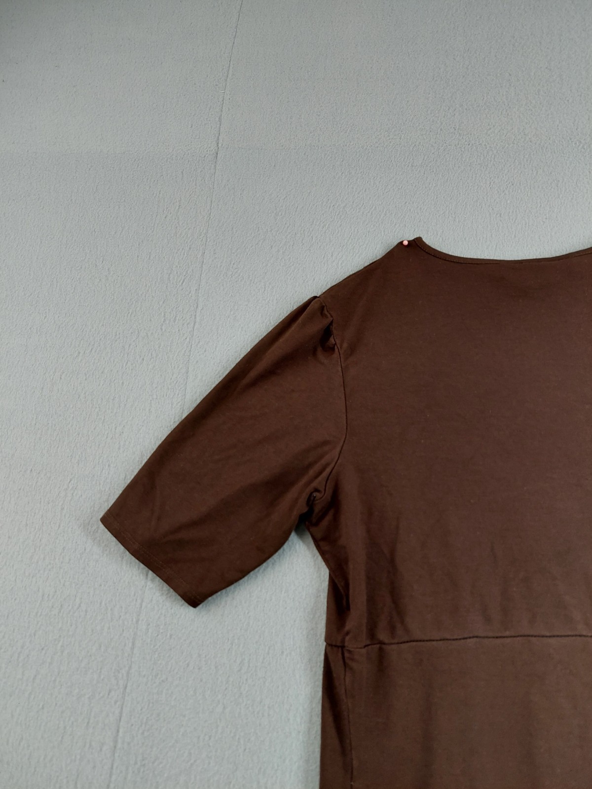 Style&Co Women Tunic Top M Brown Empire Waist Scoop Neck Short Sleeve Casual