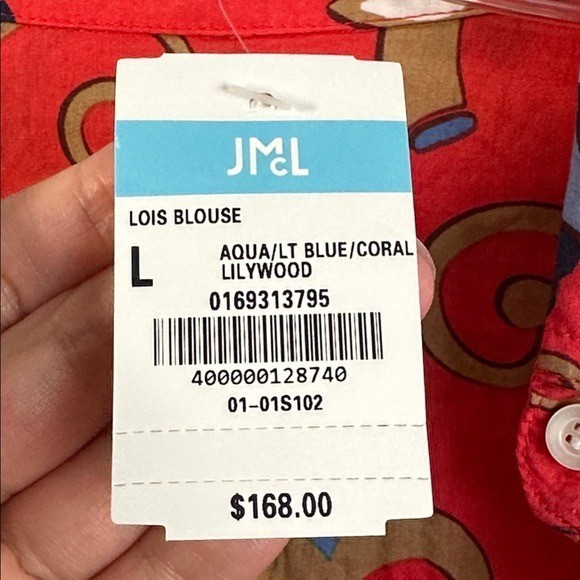 NWT J. McLaughlin Womens Lois Floral Button Down Shirt Lilywood Size L Preppy