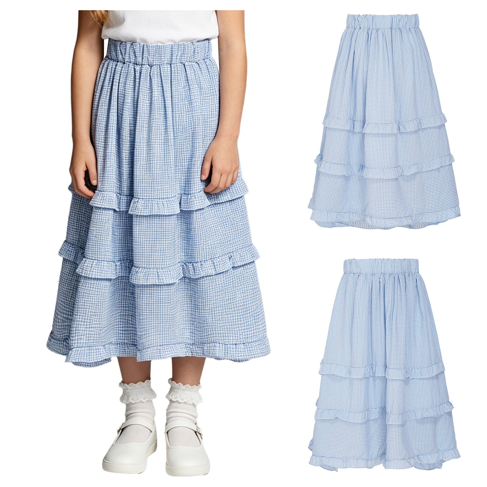 Girls Daily Wear Tiered Cake Skirt Lightweight Casual Style Flowy Party Summer