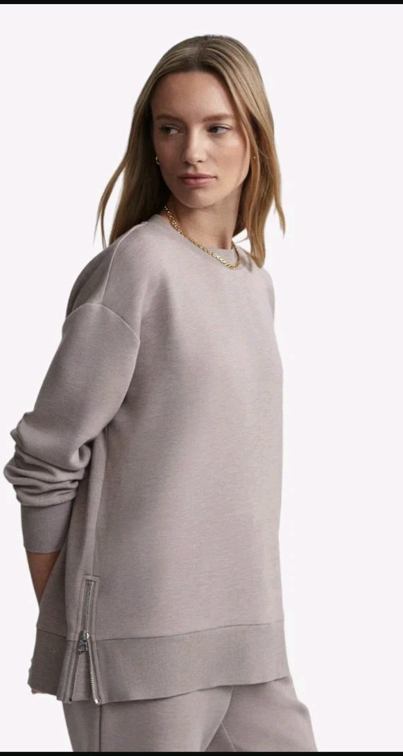 Varley Gabriella Sweat in Taupe Marl