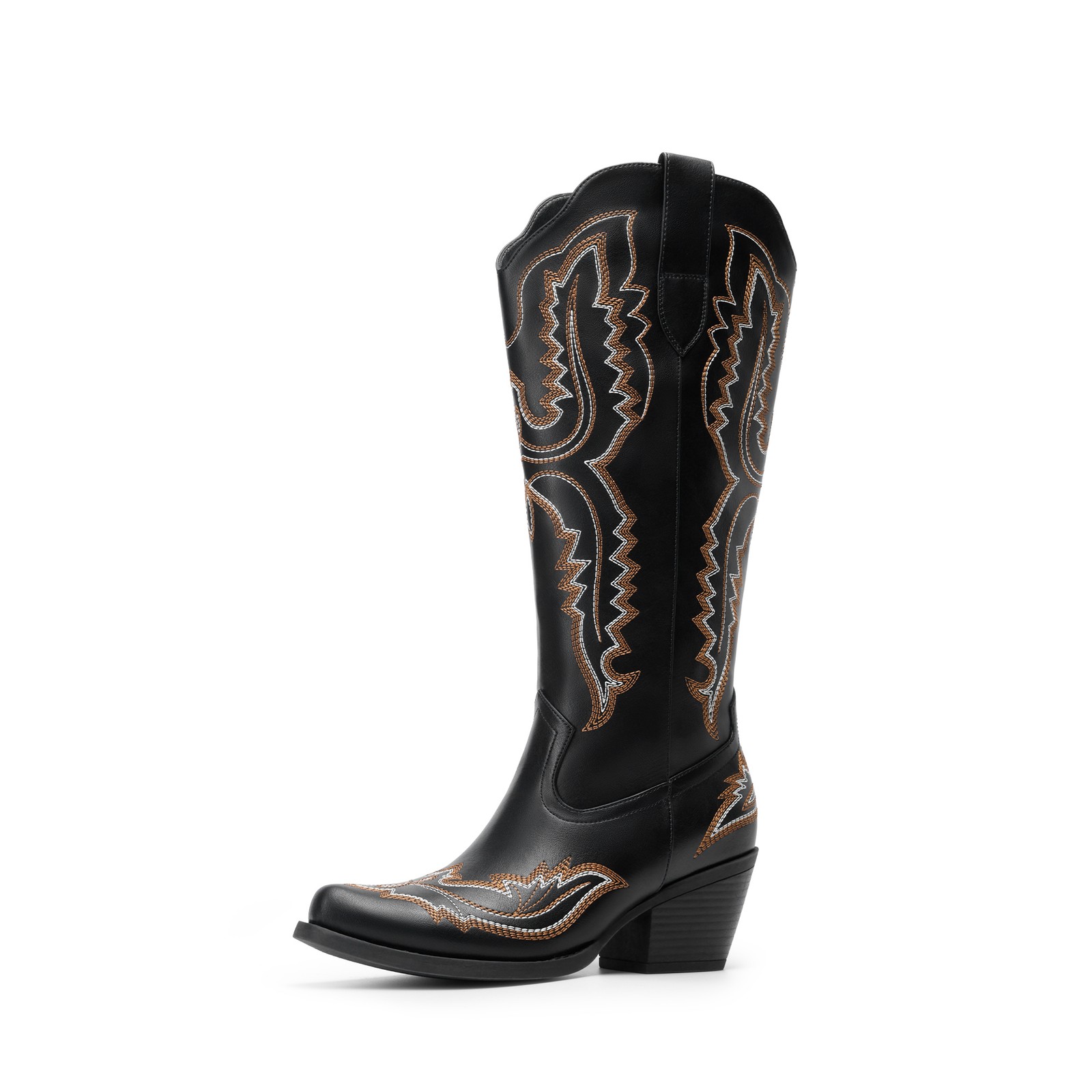Women’s Western Knee High Boots Embroidered Square Toe Festival Cowgirl