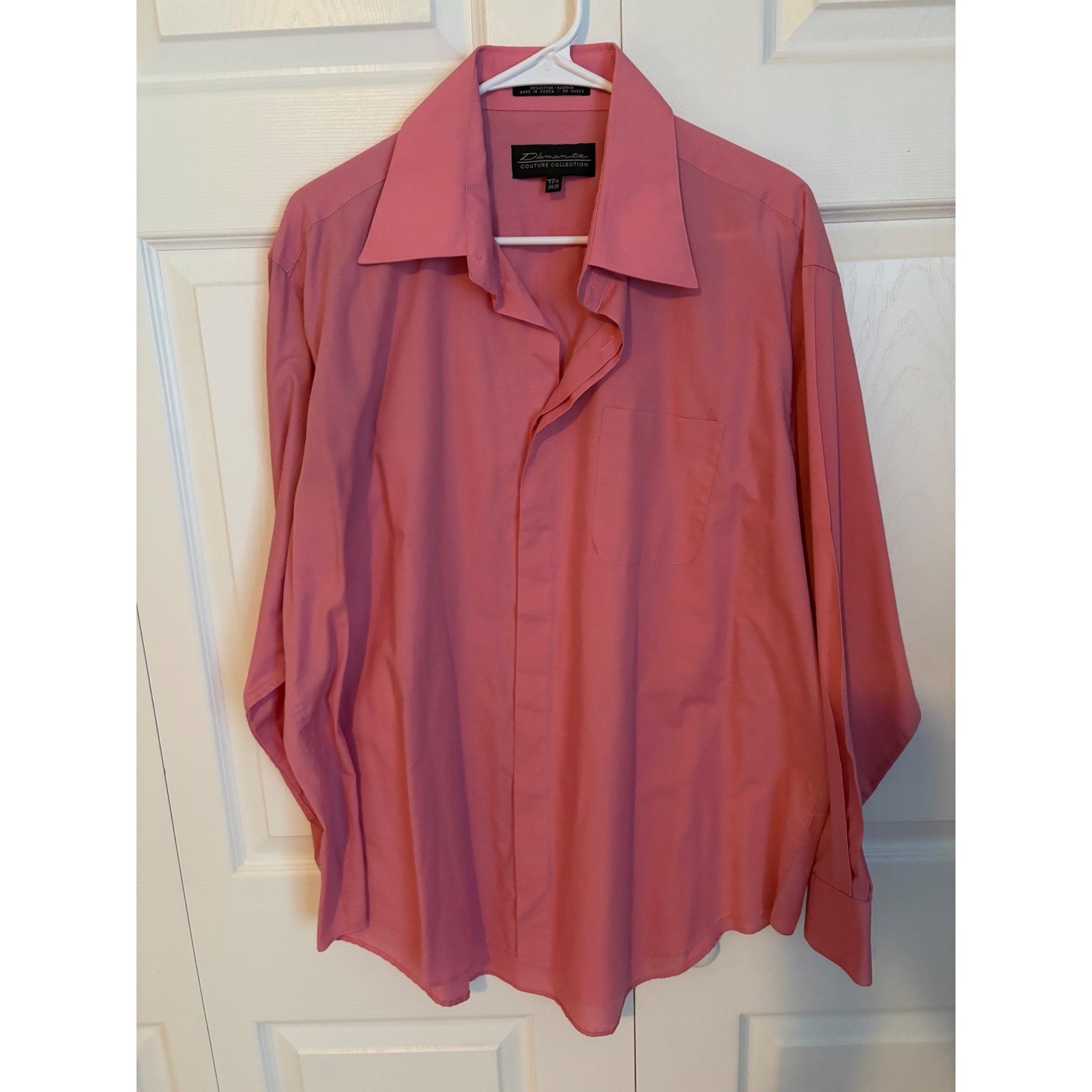 Diamante Couture Collection Men Pink Dres Shirt 17.5 34/35 Long Sleeve Button Up