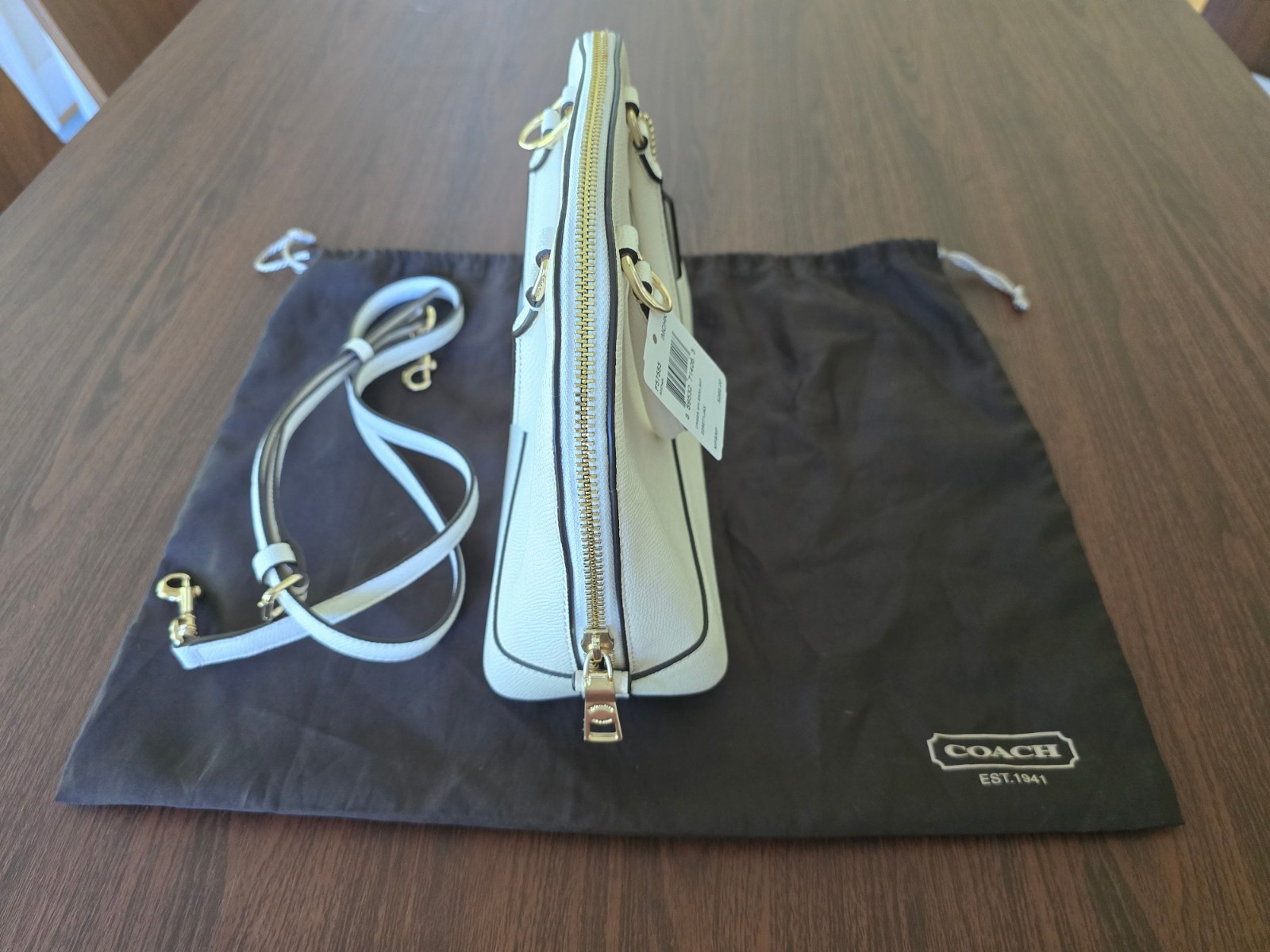 Coach Mini Sierra Satchel Chalk Pebbled Leather Crossbody Bag W/ Gold Hardware
