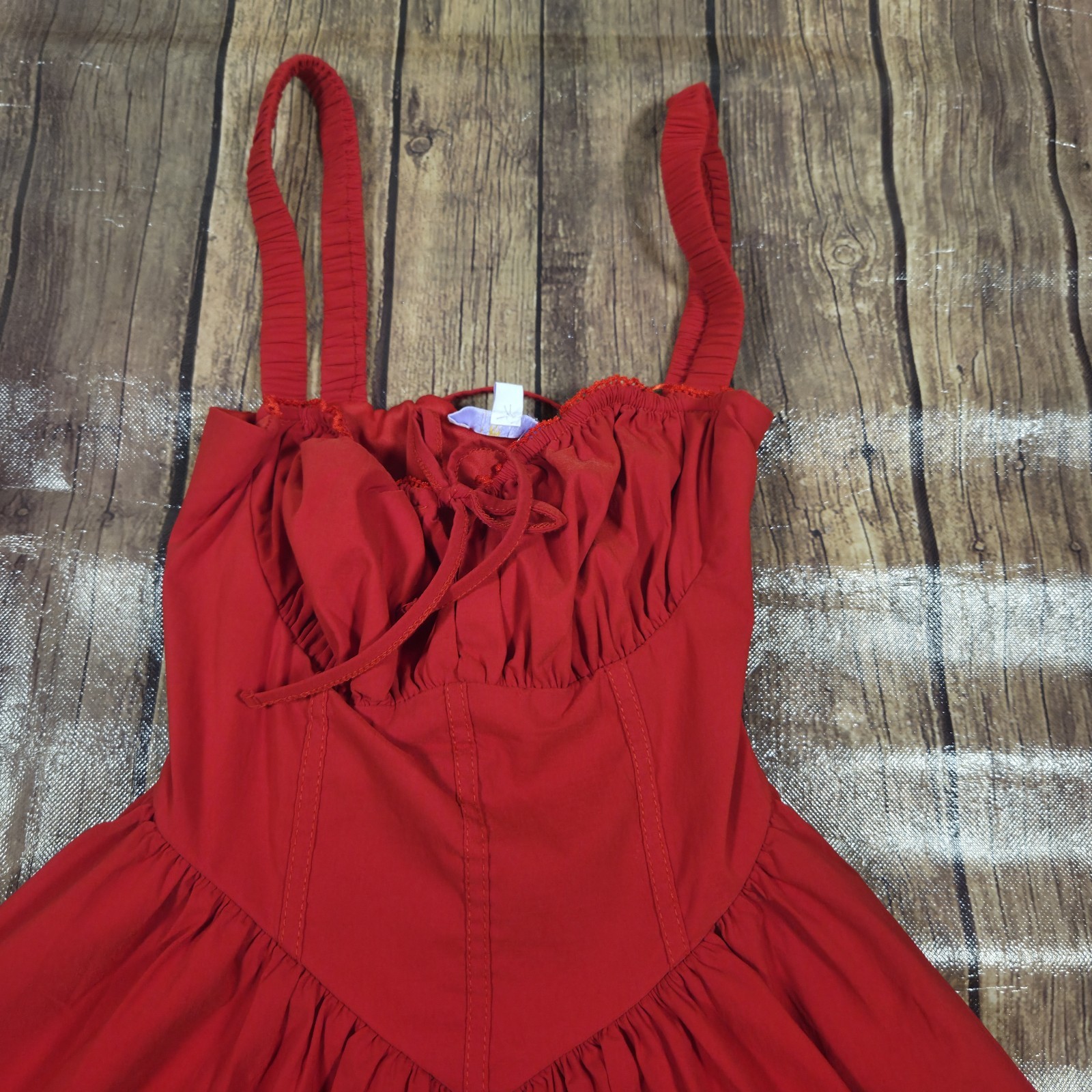 Iris Corset Milkmaid Mini Dress Womens S Red Cottagecore Fairy Romantic