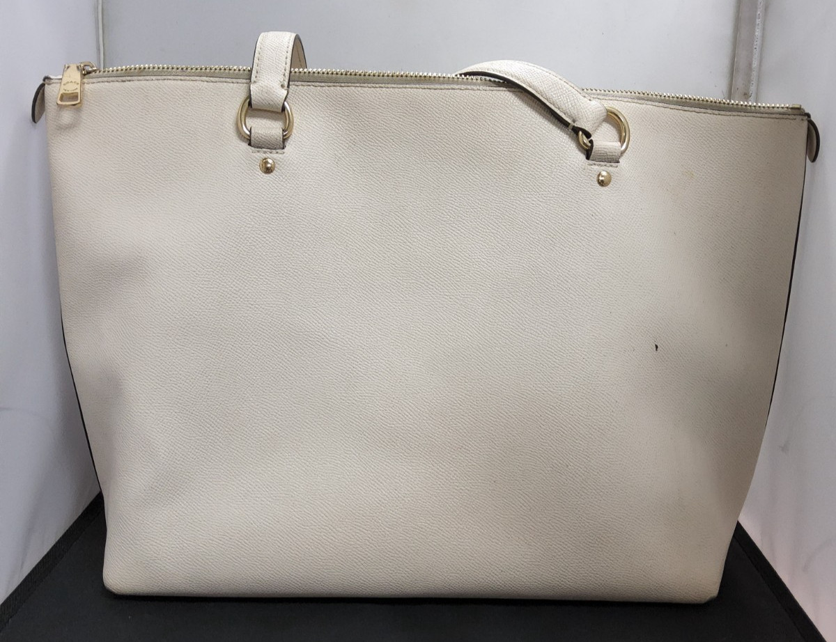 Coach Chalk White Crossgrain Leather Gallery Tote Shoulder Bag Gold Tone F79608