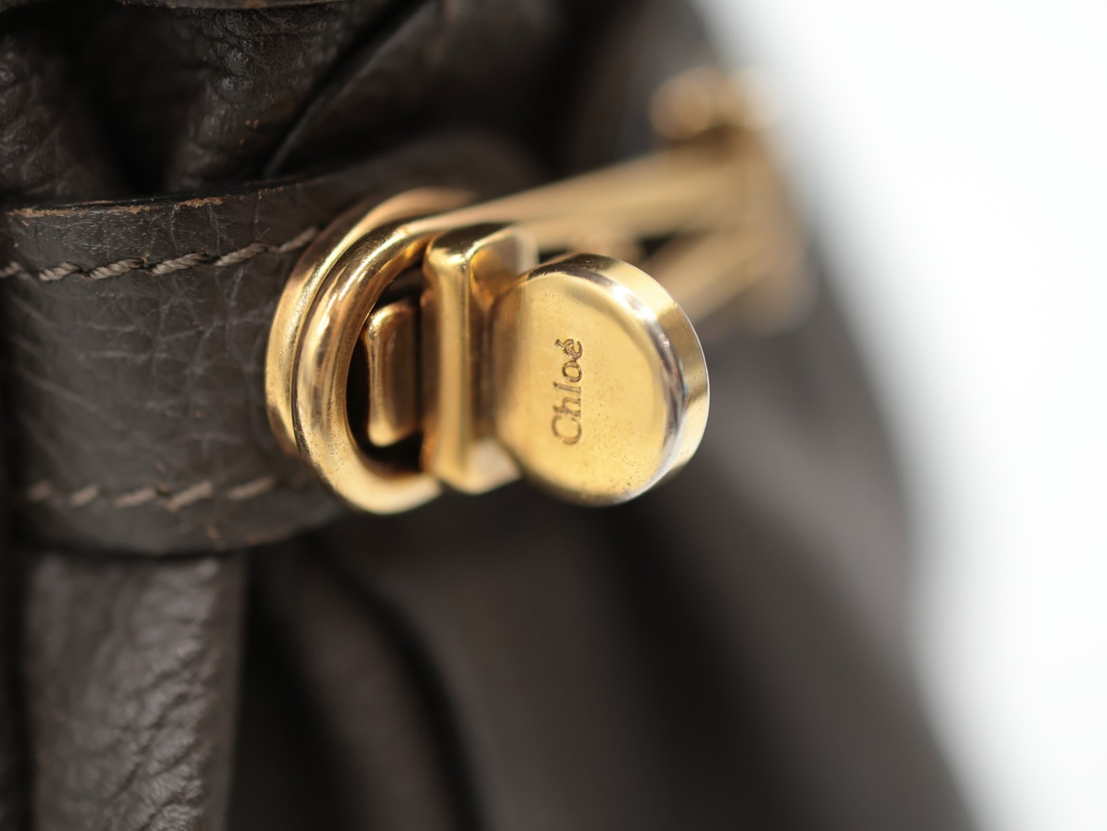 Chloe Paraty Hand Bag Gray Leather Authentic