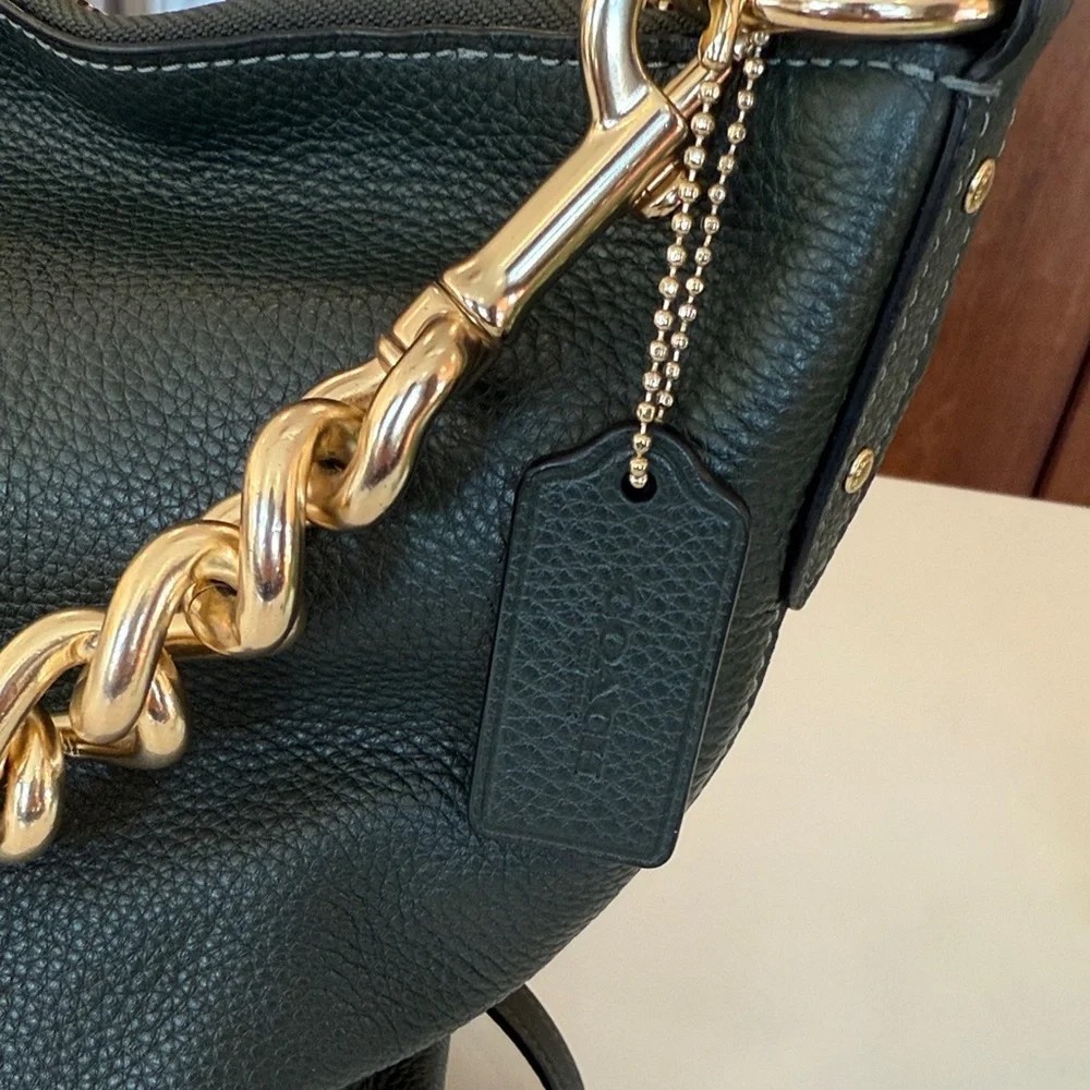 COACH Legacy Green Pebbled Leather Abby Hobo Bag Leather Strap