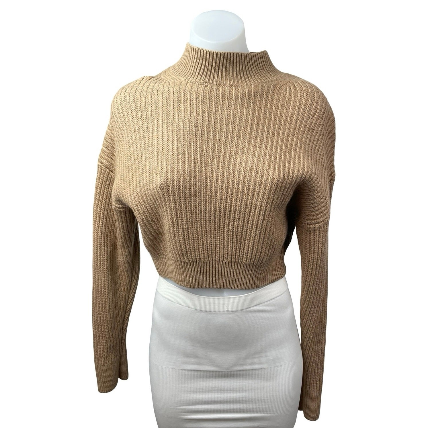 Aritzia Babaton 100% Wool Guell Women’s Brown Ribbed Sweatshirt Sweater Top Sz S