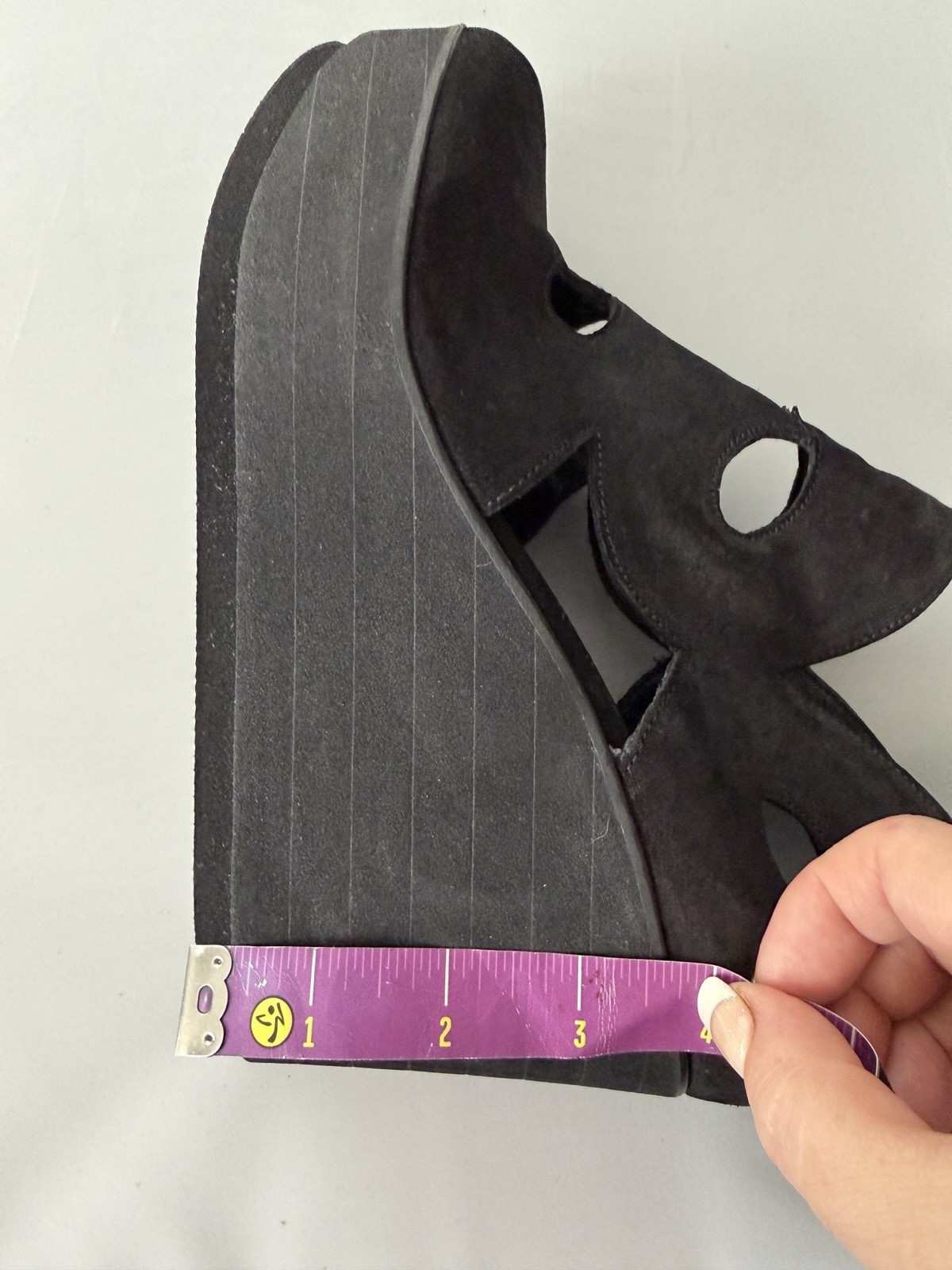 Robert Clergerie Paris Sz 8 Designer Black Suede Platform Heels Wedges Women