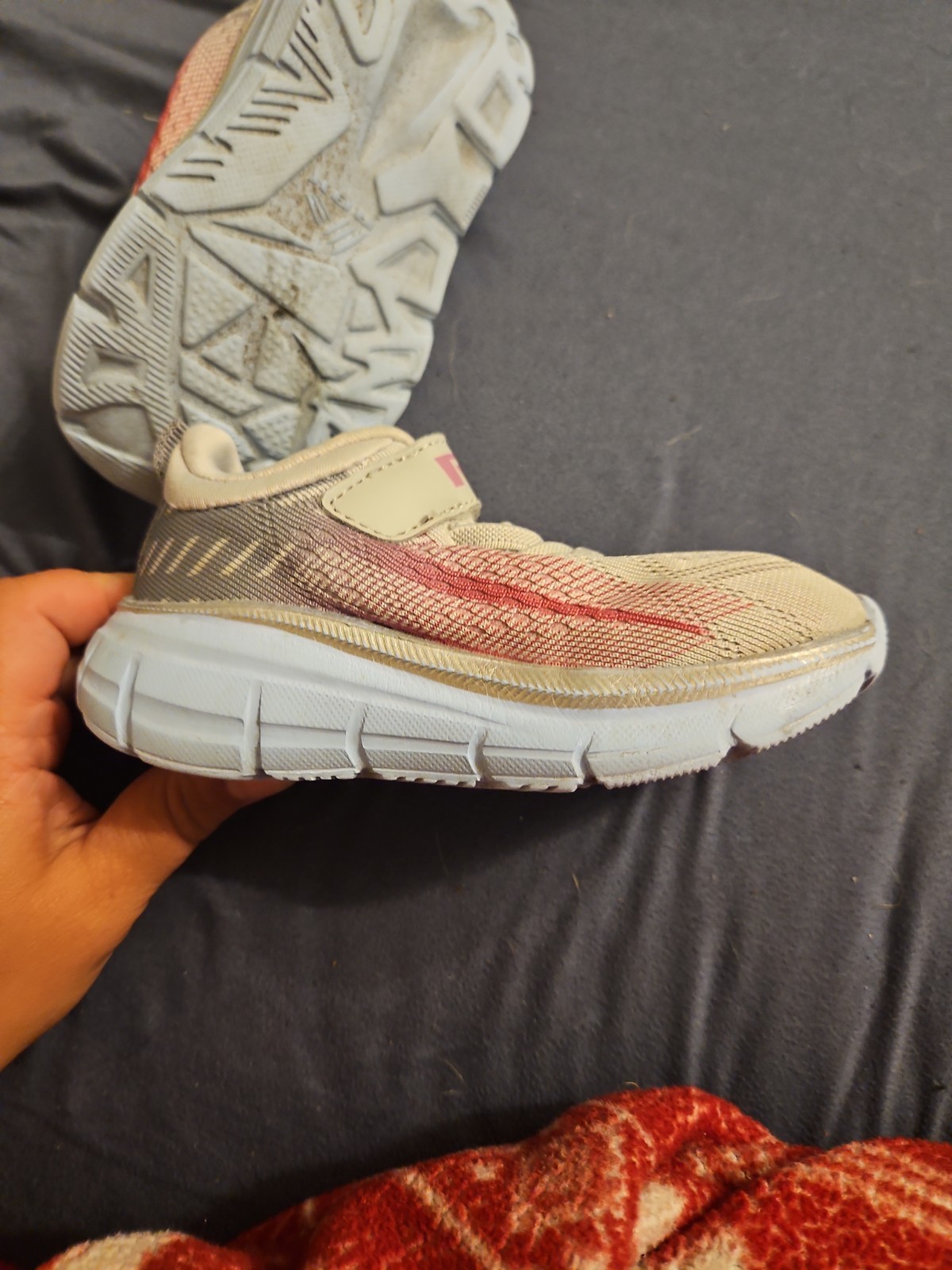 RBX Girls Pink/ Grey Athletic Sneakers Hook Loop Running Shoes Size 7 Toddler