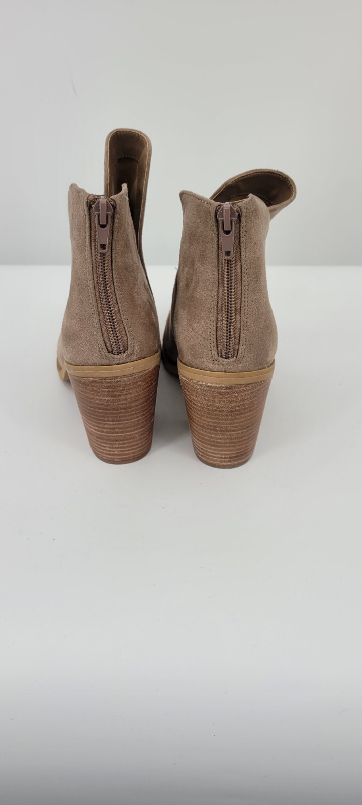 Abound Women Boot 9Taupe Bootie Zip Walking Pointed Toe Solid High (3-3.9 in)