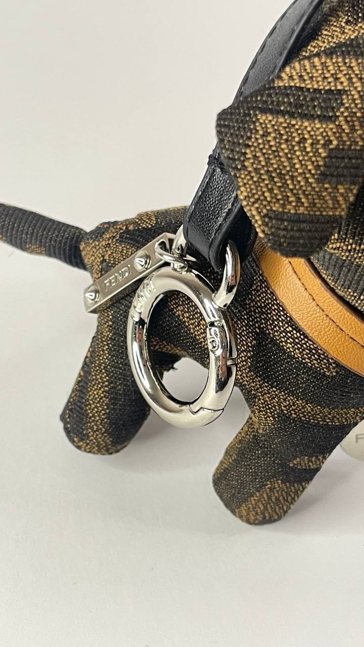Fendi FF Monogram Dog Keychain Bag Charm Puppy