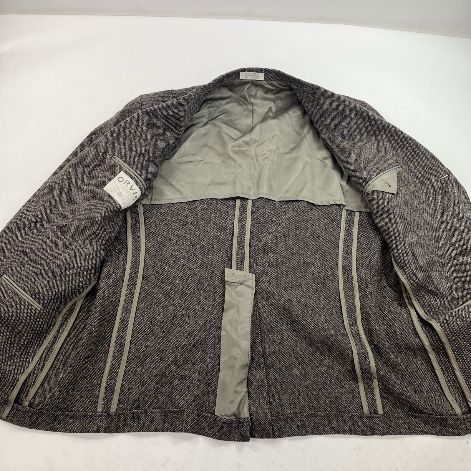 Vintage Orvis Wool Tweed Sporting Blazer Leather Elbow Patches Brown Size 42 R