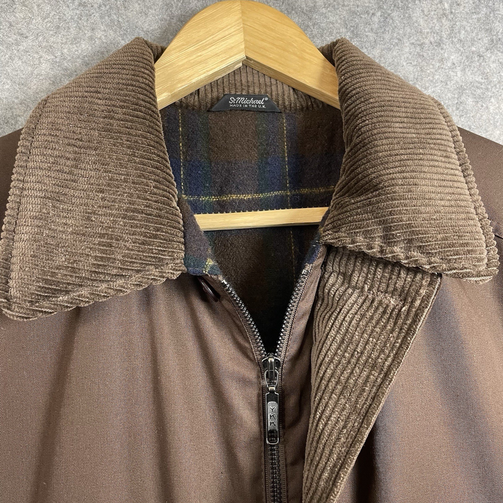 Vintage St Michael UK Coat Mens Large Brown Padded Outdoor Utility Jacket