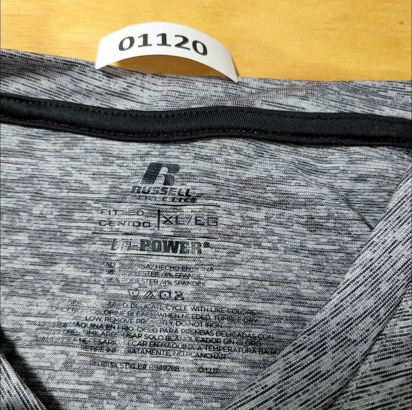 Russell Dri-Power 360 Fitted Men’s Size XL Concrete Gray Stretch Gym T-Shirt