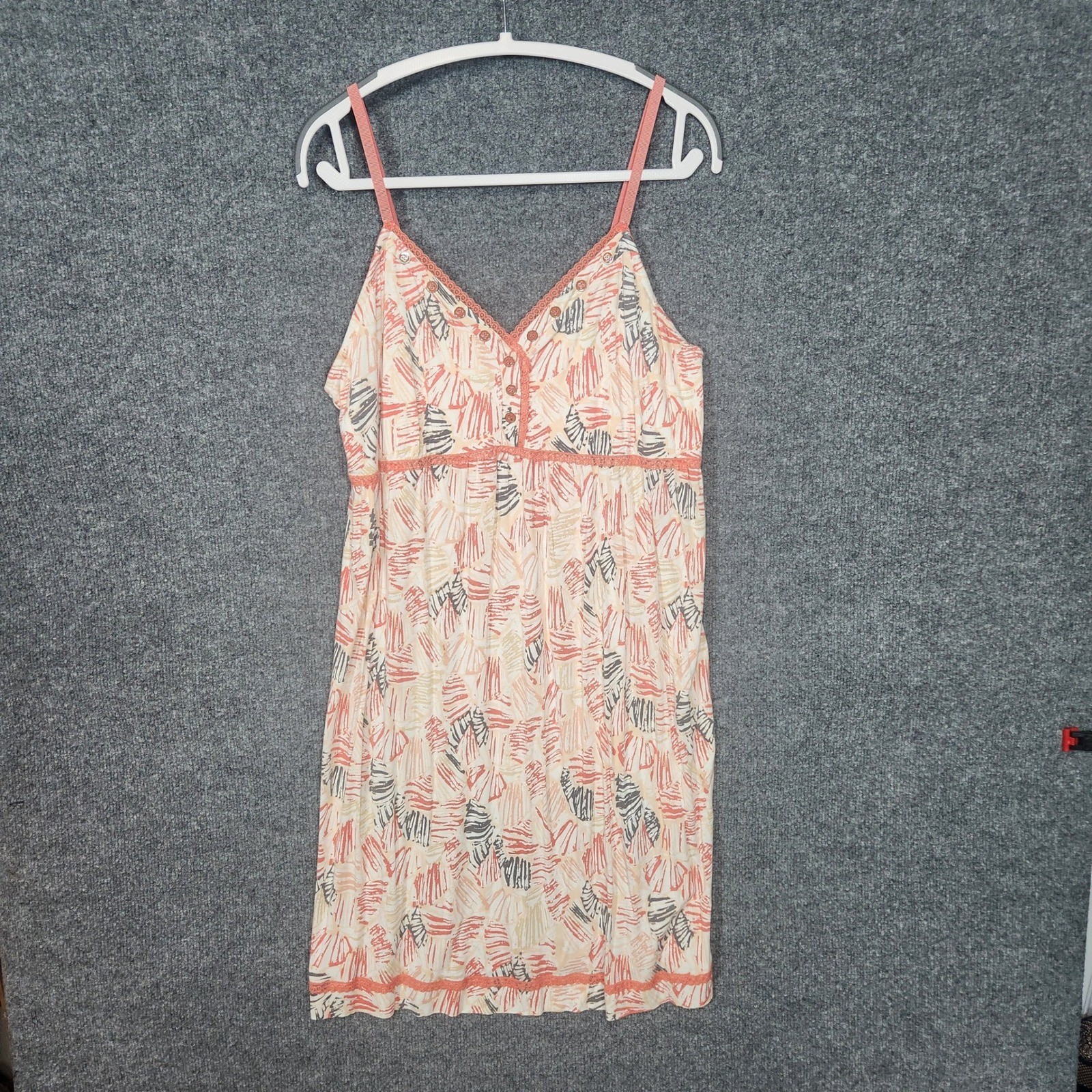 Soma Cool Nights Bamboo Rayon Nightgown Large Coral Abstract Shell Chemise