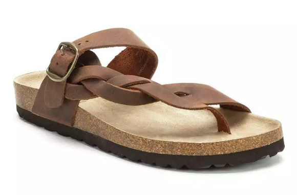 MOUNTAIN SOLE WOMEN’S HOLLIE FOOTBED SANDALS, BROWN/LEATHER, 8