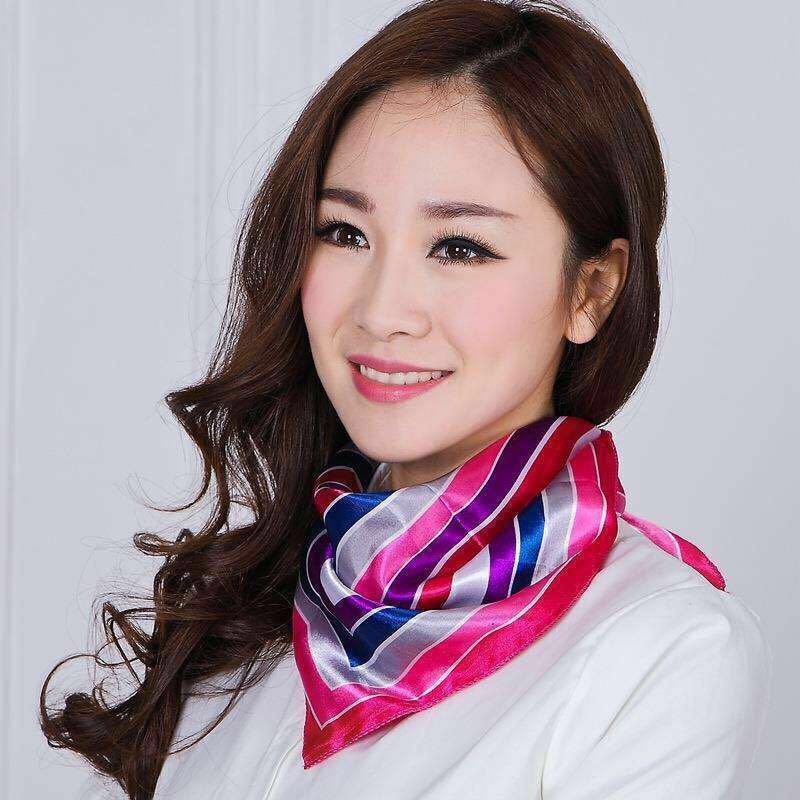 Women Elegant Square Silk Feel Satin Scarf Small Vintage Head Neck Hair Tie Band